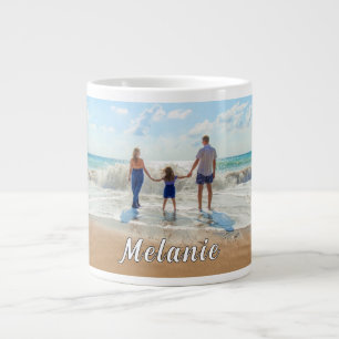 Caneca De Café Grande Seu presente de coágulo fotográfico com nome perso
