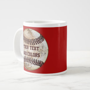 Caneca De Café Grande Seu texto e suas cores Legal de basebol