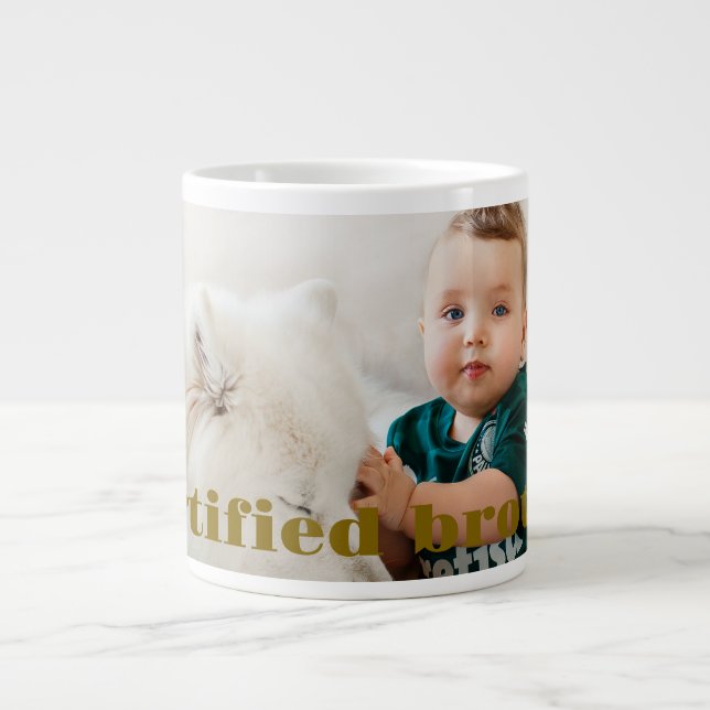Caneca De Café Grande Seus animais de estimação com foto de bebê (Frente)