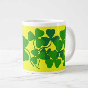 Caneca De Café Grande Shamrock irlandês, trevo verde/xícara de café/cane