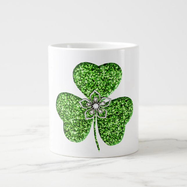Caneca De Café Grande Shamrock Leve E Flor Jumbo Mug (Frente)