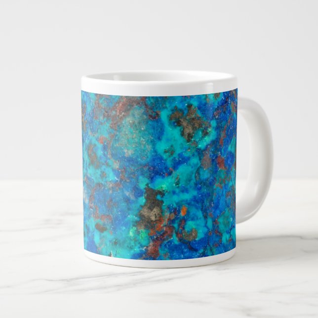 Caneca De Café Grande Shattuckita com padrão azul (Frente Esquerda)