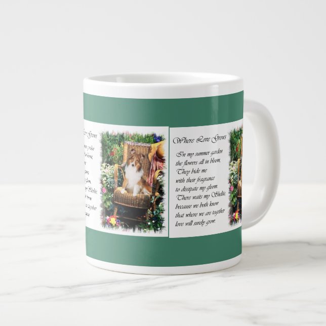 Caneca De Café Grande Sheltie Art Gifts Summer Garden (Frente Esquerda)