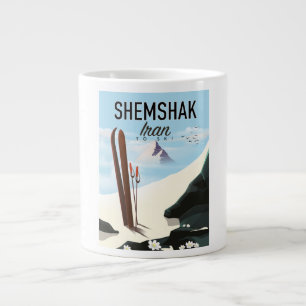 Caneca De Café Grande Shemshak Iran Ski poster.