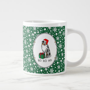 Caneca De Café Grande Shepherd australiano de Natal (bronzeado azul de m