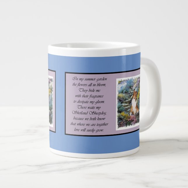 Caneca De Café Grande Shetland Sheepdog Art (Frente Esquerda)