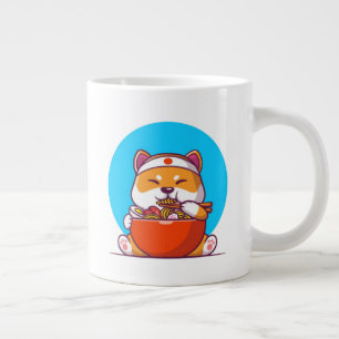 Caneca De Café Grande Shiba Cinto Comendo Ramen Noodle Cartoon-23054