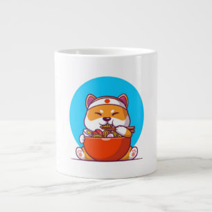 Caneca De Café Grande Shiba Cinto Comendo Ramen Noodle Cartoon-23054