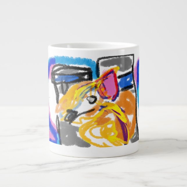 Caneca De Café Grande Shiba Inu na cidade (Frente)