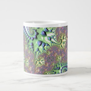 Caneca De Café Grande Shiny Rainbow Fractal