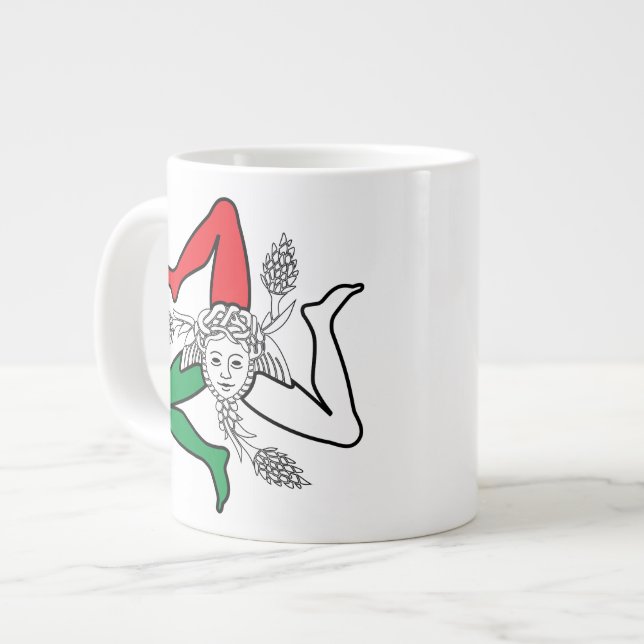 Caneca De Café Grande Sicilian Trinacria Medusa Design (Frente Esquerda)