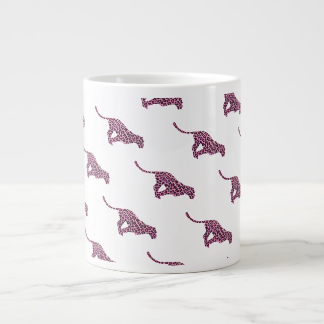 Caneca De Café Grande Silhouette Pink e Black Leopard (Frente)