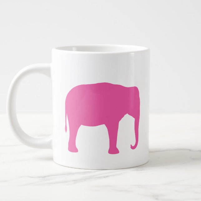 Caneca De Café Grande Silhouettes de Elefante Rosa (Esquerda)