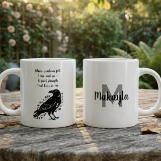 Caneca De Café Grande Silhueta de Corvo Poético Onyx Mal-humorado