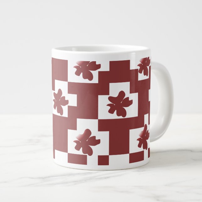 Caneca De Café Grande Silhueta de flores em padrão. (Frente Esquerda)