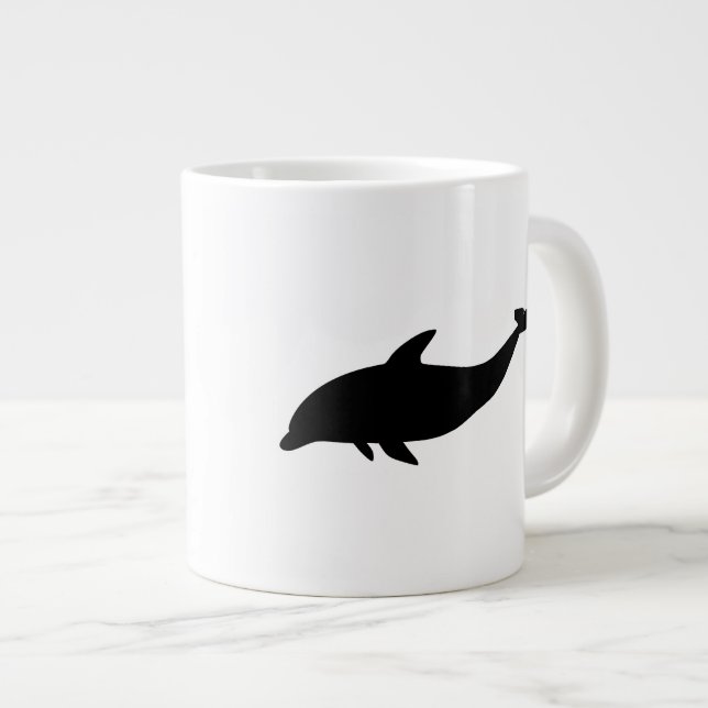 Caneca De Café Grande Silhueta de Golfinho (Frente Esquerda)