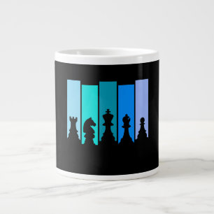 Caneca De Café Grande Silhueta de Peças de Xadrez