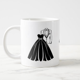 Caneca De Café Grande Silhueta do Vestido de Noiva & Fraque