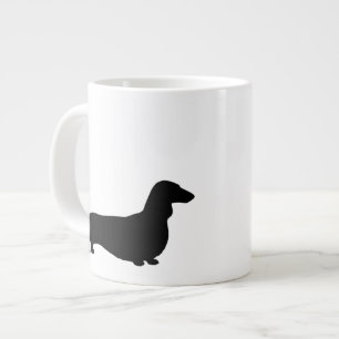Caneca De Café Grande Silhuetas de Dachshund de Pelo Longo Cachorros Sal