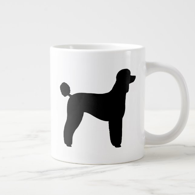 Caneca De Café Grande Silhuetas de Raça de Poodle Standard (Direita)