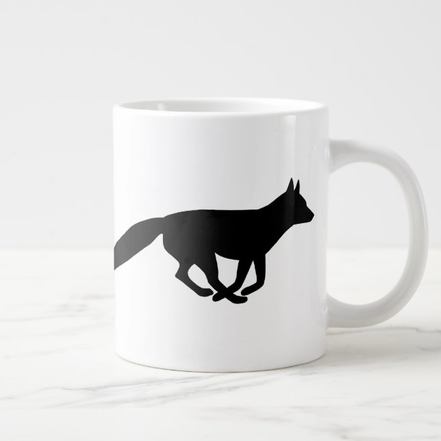 Caneca De Café Grande Silhuettes Raposa em Execução (Direita)