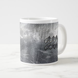 Caneca De Café Grande Símbolo Aquário Grunge Sachado de Prata