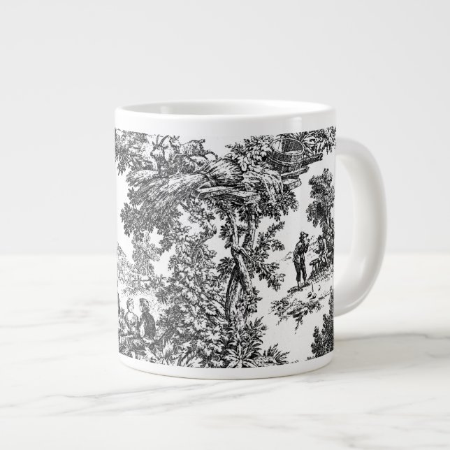 Caneca De Café Grande Símbolo branco e preto clássico (Frente Esquerda)