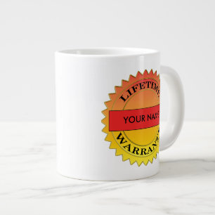 Caneca De Café Grande Símbolo de garantia vitalícia Seu nome Jumbo Mug