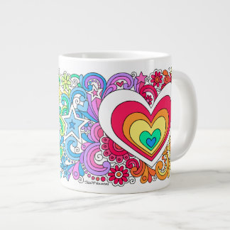 Caneca De Café Grande Símbolo de Paz e Amor do Groovy Psychedelic JUMBO