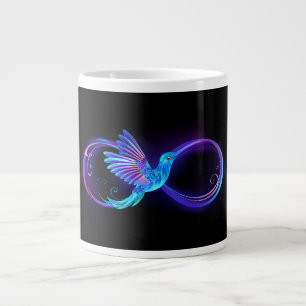 Caneca De Café Grande Símbolo Neon Infinity com Hummingbird brilhante