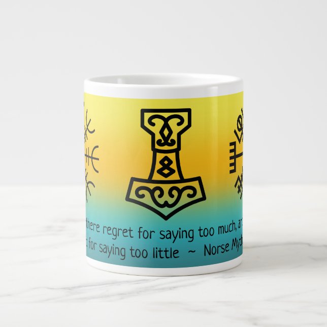 Caneca De Café Grande Símbolos Viking (Frente)