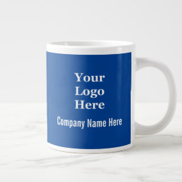 Caneca De Café Grande Simples azul profundo e branco seu logotipo aqui M