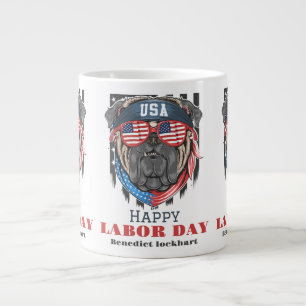 Caneca De Café Grande Simples Dia do Trabalho Elegante com bandeira T-Sh