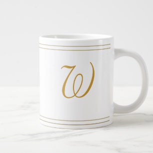 Caneca De Café Grande Simples Douradas Stripes Minimalistas - Monograma