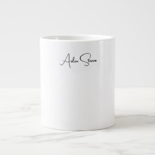 Caneca De Café Grande Simples Nome Minimalista Preto e Branco Elegante
