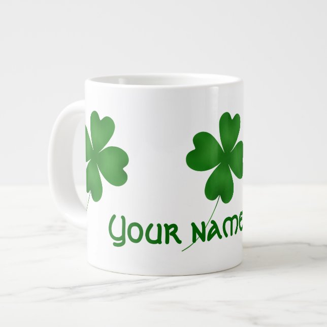 Caneca De Café Grande Simples shamrocks de sorte (Frente Esquerda)