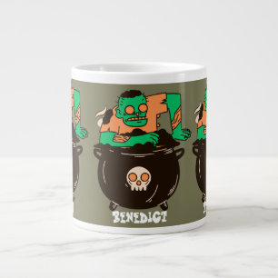 Caneca De Café Grande Simples Zumbis da Família de Halloween Spooky