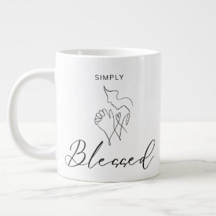 Caneca De Café Grande Simplesmente Abençoado Desenho de Linha Minimalist