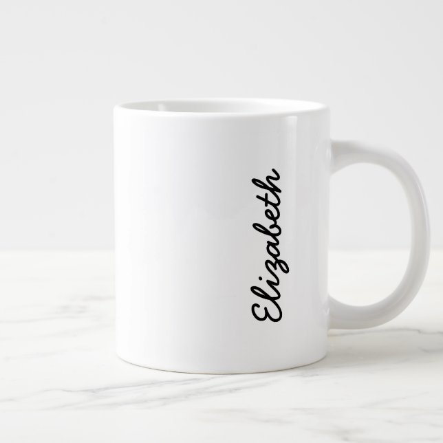 Caneca De Café Grande Simplesmente Branco Cor Sólida Personalizar (Direita)