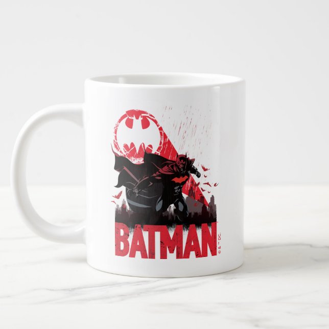 Caneca De Café Grande Sinal de Bat Batman Crimson (Esquerda)