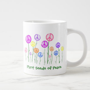 Caneca De Café Grande Sinal de Paz Flores