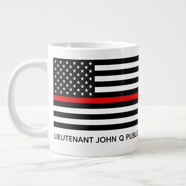 Caneca De Café Grande Sinalizador Americano Thin Red Line Personalizado (Esquerda)
