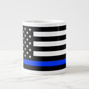 Caneca De Café Grande Sinalizador da Polícia de Linha Azul-Fino