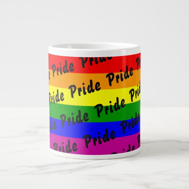 Caneca De Café Grande Sinalizador orgulho gay Arco-Íris (Frente)