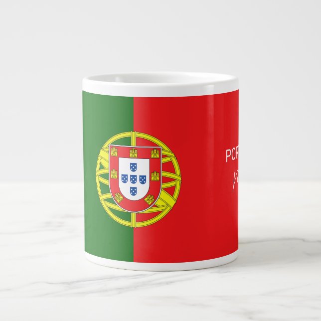 Caneca De Café Grande Sinalizador Português de Nome Personalizado (Frente)