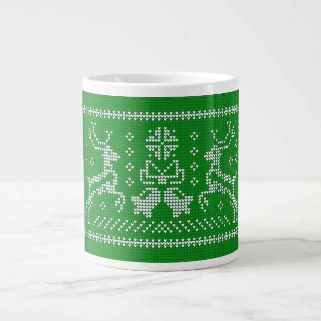 Caneca De Café Grande Sinos de jingles de suéter feio (Frente)