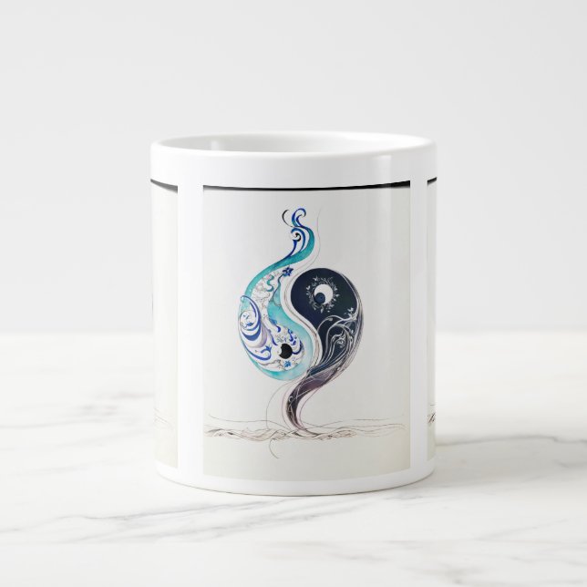 Caneca De Café Grande Sipper de Silhueta Dupla de Peixes (Frente)