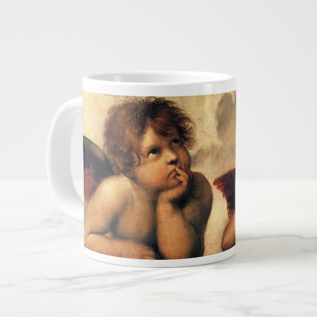 Caneca De Café Grande Sistine Madonna Angels por Raphael Sanzio (Frente Esquerda)