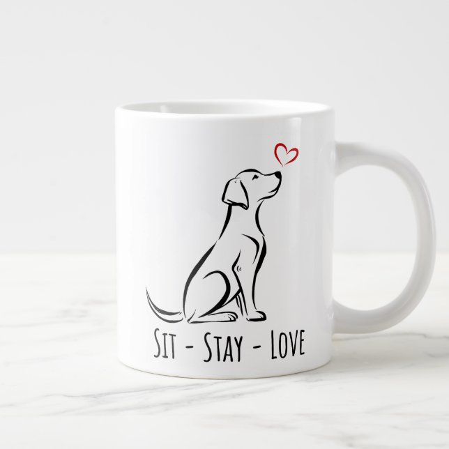 Caneca De Café Grande Sit-Stay-Love Labrador (Direita)