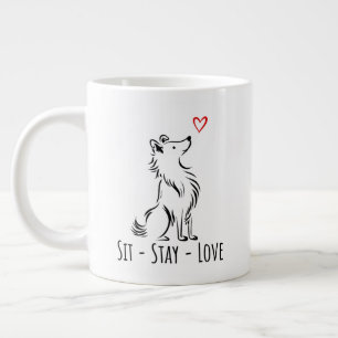 Caneca De Café Grande Sit-Stay-Love Sheltie